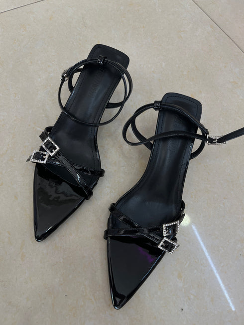 Criss Cross Open Pointy Toe Buckle Straps Heel